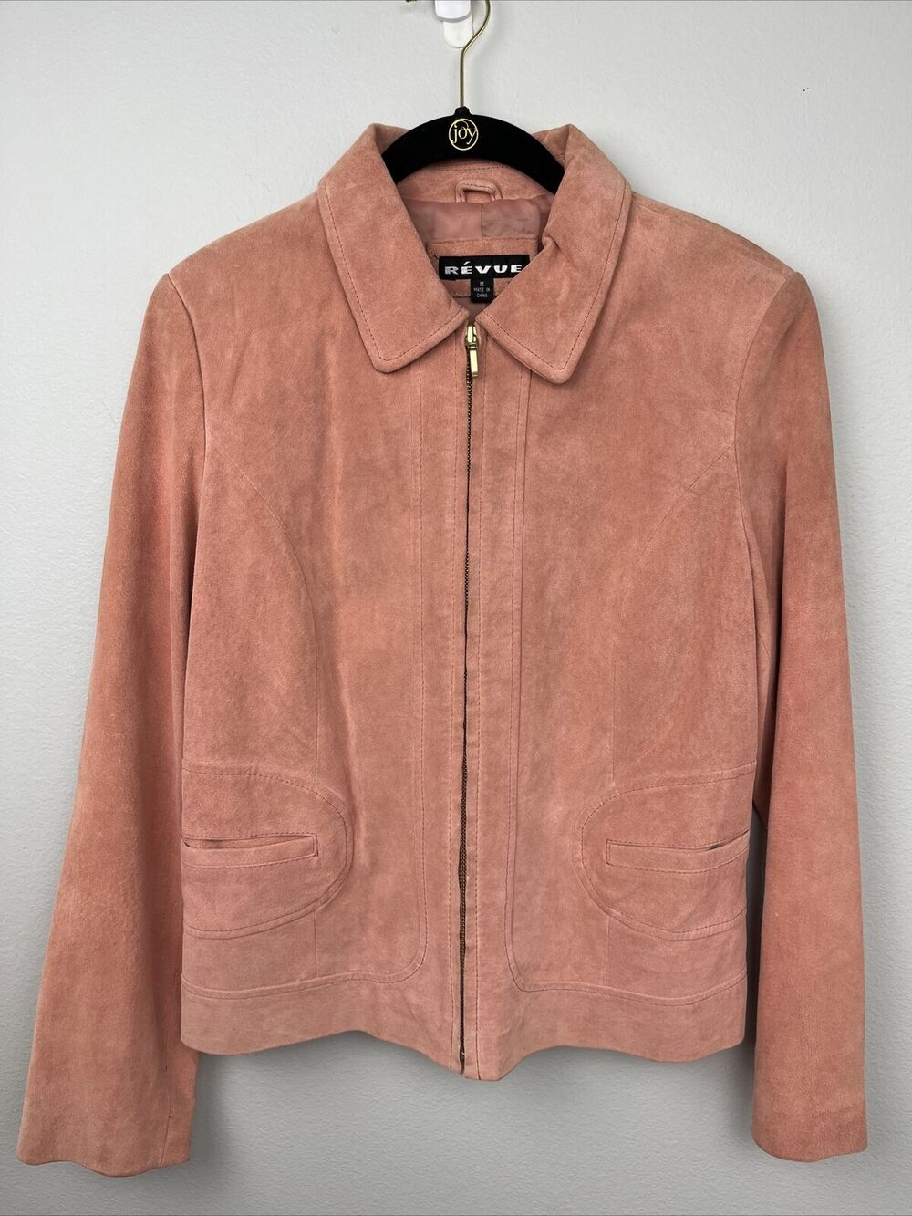 Revue Peach Pink Suede Leather Jacket Woman's Size Medium NWT